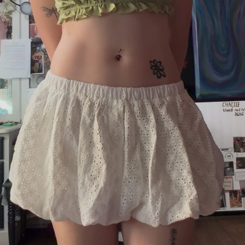 Edikted Cream Eyelet Skirt